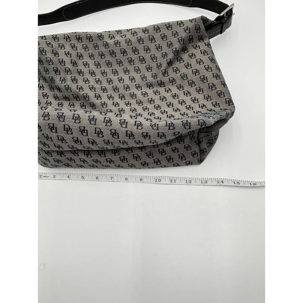 Dooney & Bourke DB Monogram Jacquard Hobo Shoulder Bag Black Leather Y2K
